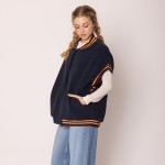 Wholesale do Everything Love Sherpa Varsity Vest Button Up Closure Pockets One F