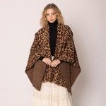 Wholesale do Everything Love Leopard Print Knit Ruana One Fits Most Acrylic