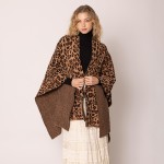 Wholesale do Everything Love Leopard Print Knit Ruana One Fits Most Acrylic