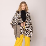 Wholesale do Everything Love Soft Knit Leopard Print Ruana One Fits Most Acrylic