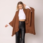 Wholesale do Everything Love Soft Knit Ruana Ruffle Edge Detail One Fits Most Ac