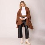 Wholesale do Everything Love Soft Knit Ruana Ruffle Edge Detail One Fits Most Ac