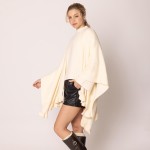 Wholesale do Everything Love Soft Knit Ruana Ruffle Edge Detail One Fits Most Ac
