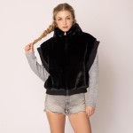 Wholesale do Everything Love Collar Faux Fur Vest One Fits Most Lined Inside Pol