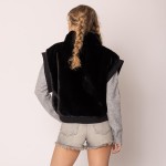 Wholesale do Everything Love Collar Faux Fur Vest One Fits Most Lined Inside Pol