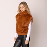 Wholesale do Everything Love Collar Faux Fur Vest One Fits Most Lined Inside Pol