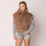 Wholesale do Everything Love Collar Faux Fur Vest One Fits Most Lined Inside Pol