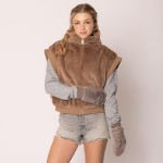 Wholesale do Everything Love Collar Faux Fur Vest One Fits Most Lined Inside Pol