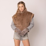 Wholesale do Everything Love Collar Faux Fur Vest One Fits Most Lined Inside Pol