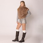 Wholesale do Everything Love Collar Faux Fur Vest One Fits Most Lined Inside Pol