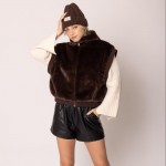 Wholesale do Everything Love Collar Faux Fur Vest One Fits Most Lined Inside Pol