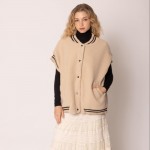 Wholesale do Everything Love Sherpa Varsity Vest Button Up Closure Pockets One F
