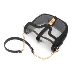 Wholesale clear Tote Bag Vegan Leather Trim Twist Lock Buckle Closure Removable