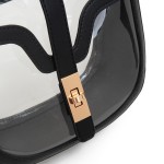 Wholesale clear Tote Bag Vegan Leather Trim Twist Lock Buckle Closure Removable