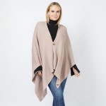 Wholesale soft Rib Stitch Knit Ruana Wrap Button Closure One Fits Most Polyester