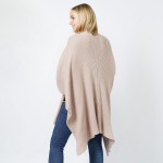 Wholesale soft Rib Stitch Knit Ruana Wrap Button Closure One Fits Most Polyester