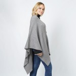 Wholesale soft Rib Stitch Knit Ruana Wrap Button Closure One Fits Most Polyester
