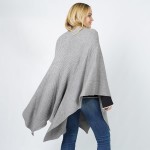 Wholesale soft Rib Stitch Knit Ruana Wrap Button Closure One Fits Most Polyester