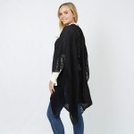 Wholesale soft Open Knit Ruana Sheer Fabric Detail One Fits Most Polyester