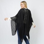 Wholesale soft Open Knit Ruana Sheer Fabric Detail One Fits Most Polyester