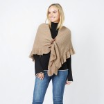 Wholesale checker Knit Scarf Wrap Ruffled Edges Vegan Leather Buckle Detail One