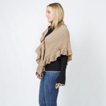 Wholesale checker Knit Scarf Wrap Ruffled Edges Vegan Leather Buckle Detail One