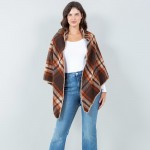 Wholesale bordered Ruana Wrap One Fits Most Polyester
