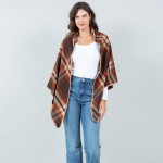 Wholesale bordered Ruana Wrap One Fits Most Polyester