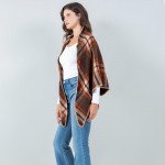 Wholesale bordered Ruana Wrap One Fits Most Polyester