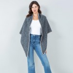 Wholesale bordered Ruana Wrap One Fits Most Polyester