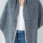 Wholesale bordered Ruana Wrap One Fits Most Polyester