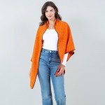 Wholesale bordered Ruana Wrap One Fits Most Polyester