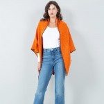 Wholesale bordered Ruana Wrap One Fits Most Polyester