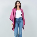 Wholesale bordered Ruana Wrap One Fits Most Polyester