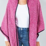 Wholesale bordered Ruana Wrap One Fits Most Polyester