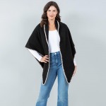Wholesale bordered Ruana Wrap One Fits Most Polyester