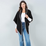 Wholesale bordered Ruana Wrap One Fits Most Polyester