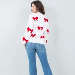 Wholesale soft Knit All Bow Sweater Pack Crew Neckline Cuffed Sleeve Long Sleeve