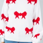Wholesale soft Knit All Bow Sweater Pack Crew Neckline Cuffed Sleeve Long Sleeve
