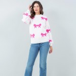 Wholesale soft Knit All Bow Sweater Pack Crew Neckline Cuffed Sleeve Long Sleeve