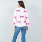 Wholesale soft Knit All Bow Sweater Pack Crew Neckline Cuffed Sleeve Long Sleeve