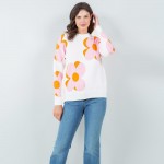Wholesale soft Knit Large Outlined Retro Flower Sweater Pack Crew Neckline Cuffe