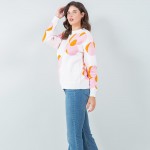 Wholesale soft Knit Large Outlined Retro Flower Sweater Pack Crew Neckline Cuffe