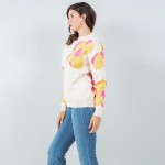Wholesale soft Knit Large Outlined Retro Flower Sweater Pack Crew Neckline Cuffe