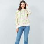 Wholesale soft Knit Floral Pattern Sweater Pack Crew Neckline Cuffed Sleeve Long