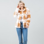 Wholesale sherpa Button Down Shacket Button cuffed sleeves Functional pockets ch