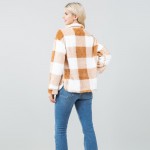 Wholesale sherpa Button Down Shacket Button cuffed sleeves Functional pockets ch