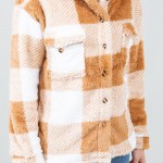 Wholesale sherpa Button Down Shacket Button cuffed sleeves Functional pockets ch