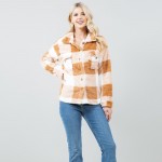 Wholesale sherpa Button Down Shacket Button cuffed sleeves Functional pockets ch