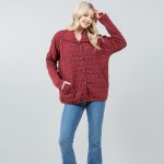 Wholesale quilted Shacket Side Pockets Button Closure Cotton Polyester